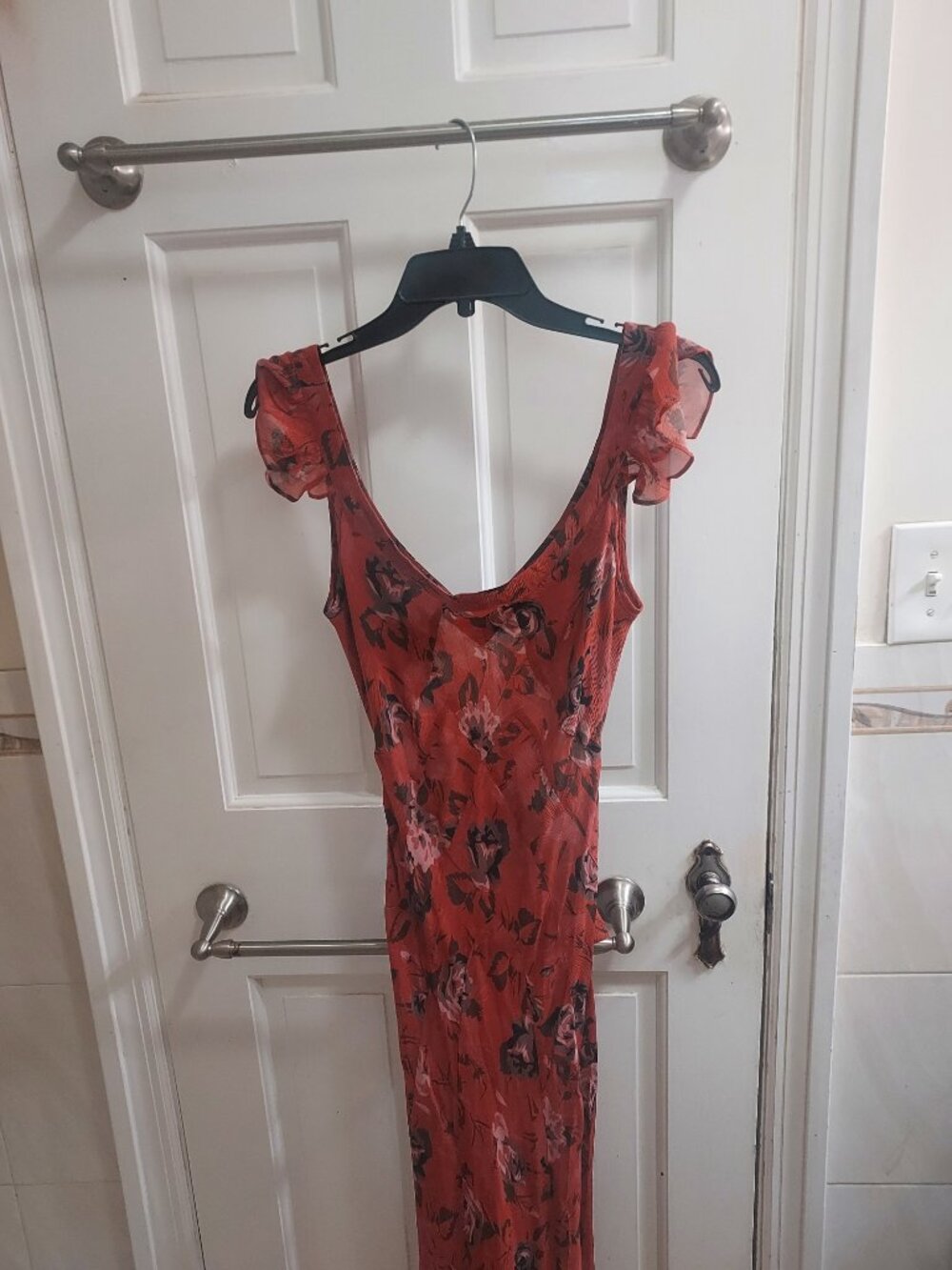 Realisation Par Lila Rosa Orange Red Maxi Floral Sleeveless Scoop Neck Dress - Picture 7 of 10
